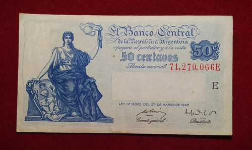 Billete 50 Centavos 1950 Bottero 1812 Progreso