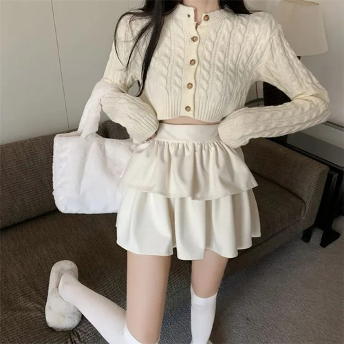 Minifalda De Cintura Alta Con Volantes