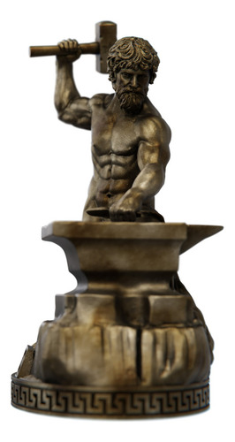 Estátua Hefesto Deus Vulcano Estatueta Resina Cor Cor ouro velho