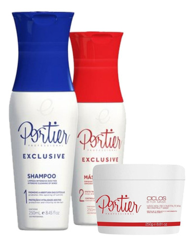 Portier Reduz Volume E Frizz Profissional 2x250g + Btox 250g