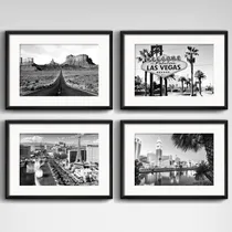 Comprar Set 4 Cuadros Las Vegas Nevada Casino Paisajes Con Paspartú