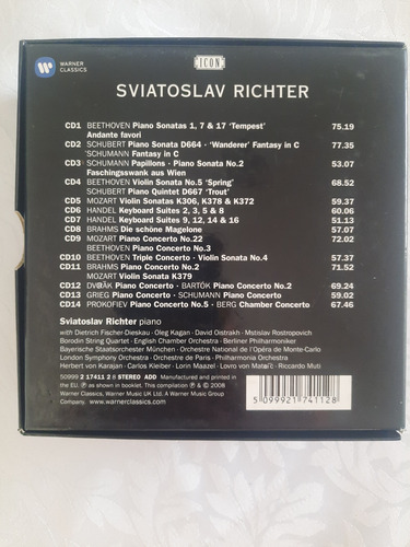 Sviatoslav Richter / The Master Pianist / Box Set / 14 Cds Remasterizado