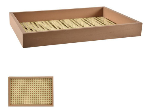 Bandeja Em Mdf E Rattan 29,8x19,8x3cm - Florarte