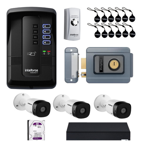 Kit Porteiro Colective 4i Intelbras Sem Fio Tag Câmeras Dvr