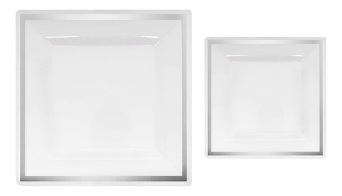 Platos Vajilla Fiesta Navidad Blanco Plata Uso Rudo Jgo 20p