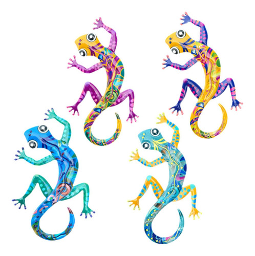 4 Figuras De Metal Coleccionables De Gecko Para Decoración