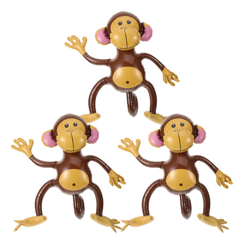 Globo De Helio Monkey Monkey Pet, 3 Unidades