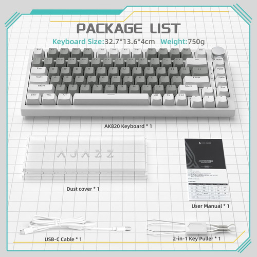 Botão Retroiluminado Do Teclado Ajazz Ak820 Game Wired 75% H