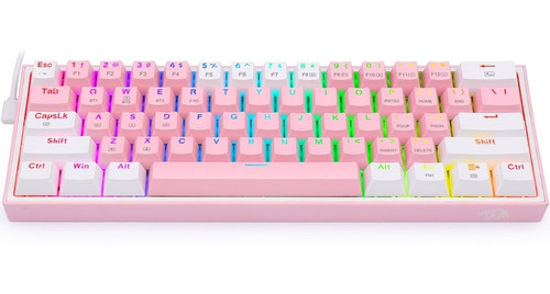 Imagen 4 de 9 de Teclado Gamer Redragon Fizz Pro K616 Rgb 60% Rosa Blanco F