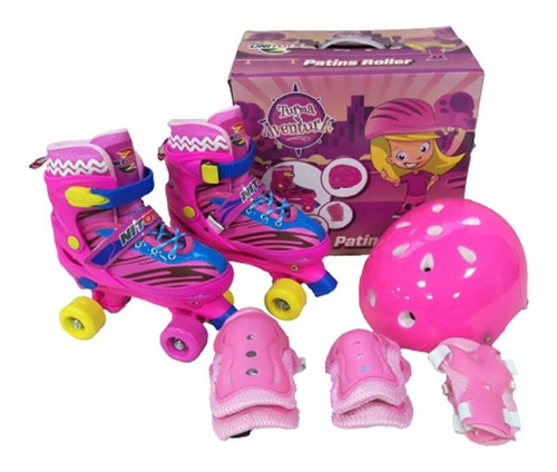 Imagem 3 de 8 de Patins 4rodas Quad Infantil Ajustavel Kit De Proteção 30-33