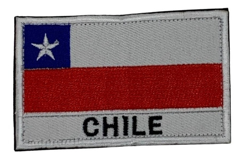 Parche Uniforme Bordado Tactico Bandera Chile Borde Blanco