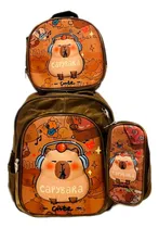 Comprar Capibara Mochila C\u002Fluces Lonchera  Cartuchera Oficio 3 Pieza