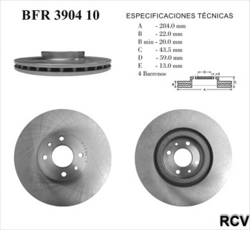 Disco Frenos Der/izq Delantera Para Fiat 500 Abarth  2014