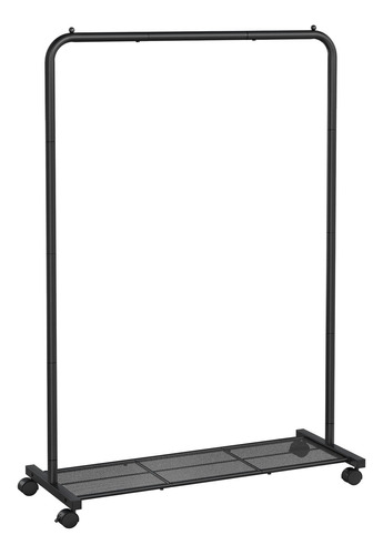 Songmics Perchero Burro, Burro De Ropa Con Ruedas, Perchero De Metal, Barra Colgante De 91 Cm De Ancho, Con Estante, 2 Ruedas Bloqueables, Barra Superior Soporta Hasta 45.5 Kg, Negro Mhsr25bk