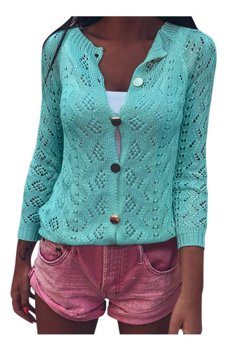 Vekdone Women Cardigan Punto Frente Abierto Casual Cuello