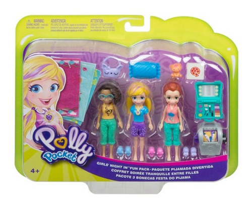 Polly Pocket Kit 3 Bonecas Festa Do Pijama Mattel