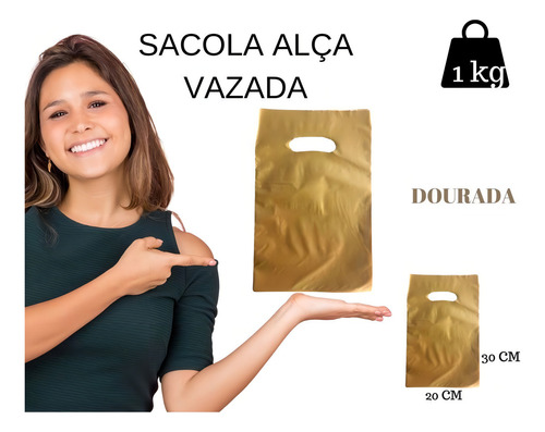 Sacola Boca De Palhaço -1 Kg Cor DOURADO 20x30