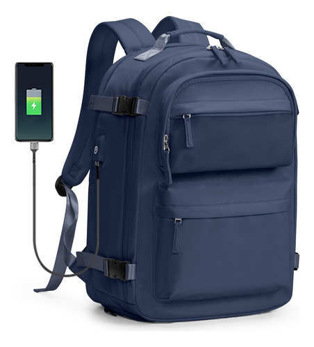 Mochila De Viaje Para Hombre Mujer De 35l, Mochila Impermeable Con Gran Capacidad, Mochila De Transporte Con Puerto De Carga Usb Y Bolsa Para Zapatos