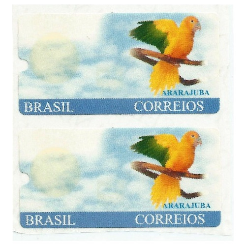 F7557 Brasil 2000 Par Selos Etiqueta Ararajuba Sem Valor Imp