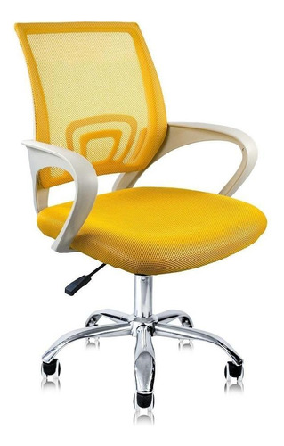 Cadeira De Escritório Cromada Fortt Lisboa Amarela -csf02-am Cor Amarelo Material do estofamento Mesh