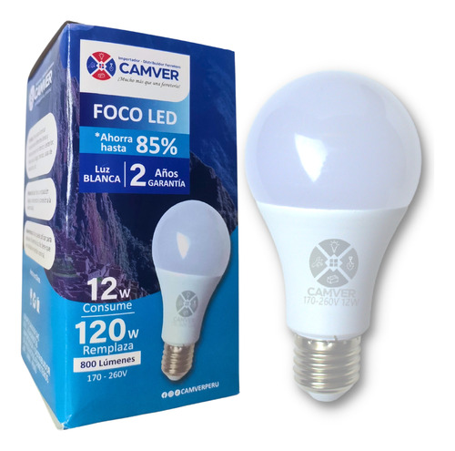 Foco Led Camver 12w | 3 Unidades | Luz Blanca