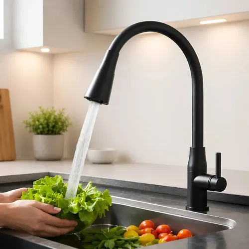 Torneira Gourmet Cozinha Mesa Bancada Pia Flexível Preta Abs Aquattro