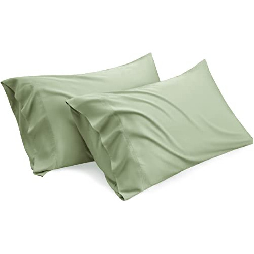 Fundas Para Almohada De Rayon De Bamboo Verde Salvia 50x76cm