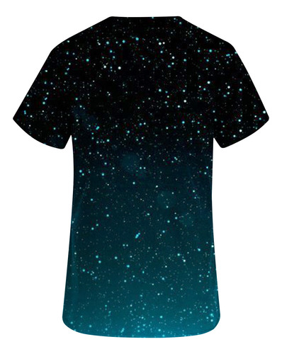 Camiseta De Manga Corta Con Cuello En V Y Estampado De Mujer