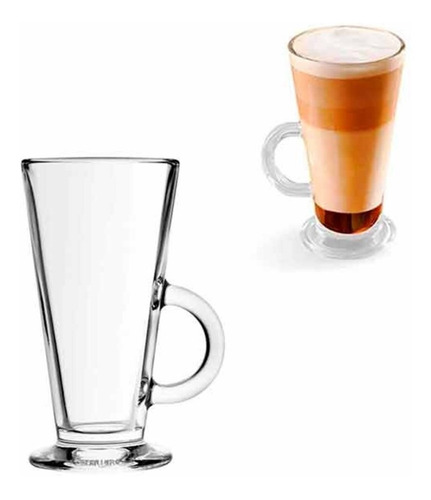 Imagen 2 de 2 de Tazas De Café Vidrio Capuchino Submarino Pack X 2