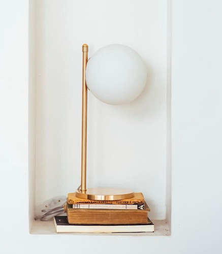 Set X2 Lampara De Mesa Bronce Opal 1 Luz Apto Led