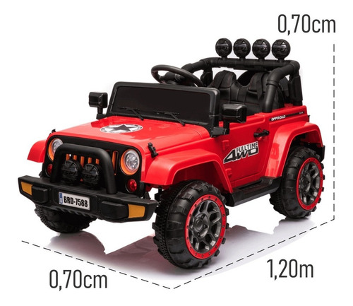 Carrinho Elétrico Infantil Jipe Vermelho 2 Motores Potente