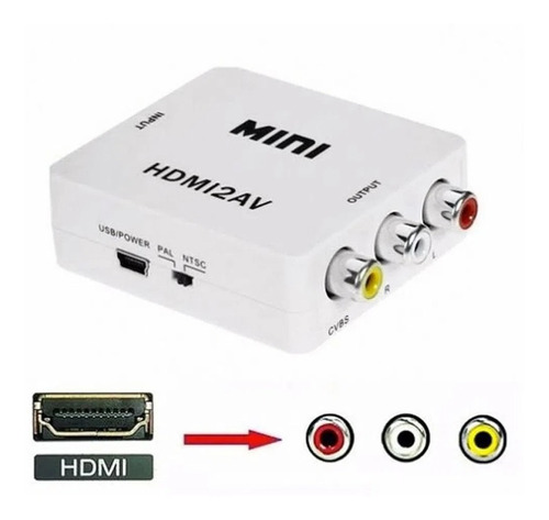 Adaptador Convertidor Hdmi A Rca Av Audio Video Conversor Tv