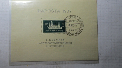 Ciudad Libre Danzig- Pro Alemán 1937 Block 1 Timbrada H2