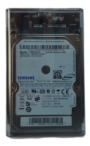 Imagen 1 de 4 de Disco Duro Externo Samsung Hm250hi 3.0 Portátil 250gb