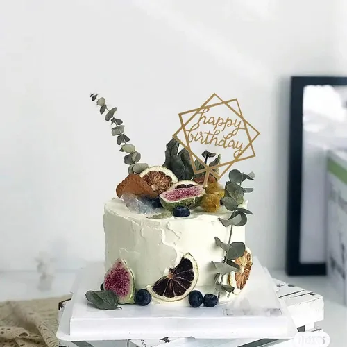 Oro Cake Topper Acrílico Feliz Cumpleaños Cake Decoración...