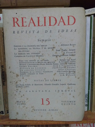 Realidad Nº 15 - Vv Aa - Revista Literaria - 1949 - Cortázar