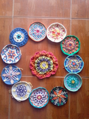 Mandalas Agarra Olla , Mantas Tejidos Mandalas Paños Cocina