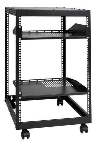 Rack Abierto Para Servidor 15u Profundidad Ajustable Vevor Color Negro