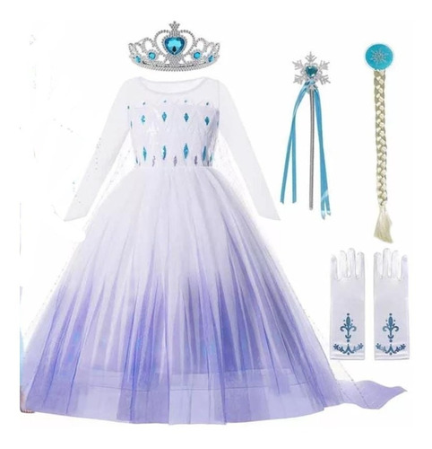 Disfraz Vestido Princesa Reina Elsa Frozen 2 Con Accesorios 