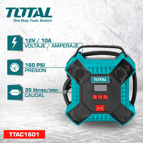 Imagen 2 de 8 de Compresor Inflador 12v Total 160psi