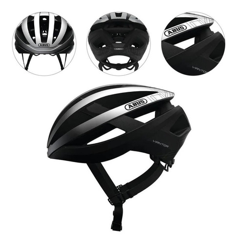 Capacete Abus Viantor Prata E Preto Ciclismo Bike