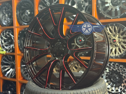 Rines 22 Deportivos 5-115 Excelente Challenger Charger 300c Gloss Black Red Milled