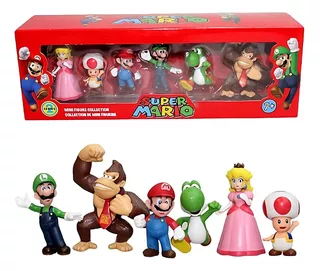 6 Piezas De Juguetes De Figuras De Mario Bros De Anime