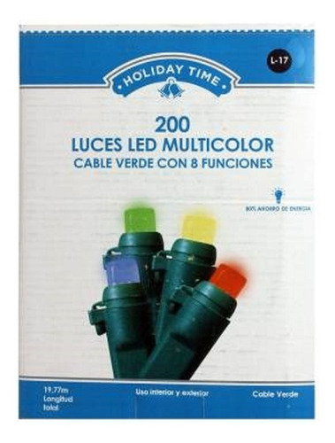 Serie 200 Luces Led Multicolor, Holiday Time, 8 Funciones 