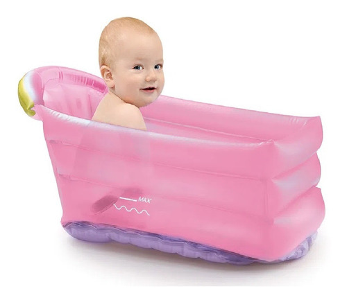 Banheira Inflavel Infantil Rosa Bath Buddy 10kgs Multikids Liso