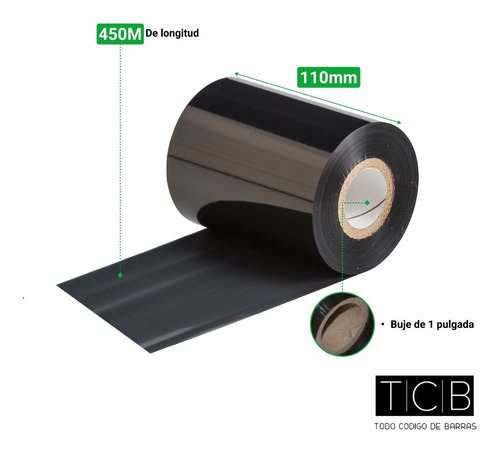 Imagen 2 de 5 de Ribbon Cera 110x450 Maquinas Semi / Industriales Negro Out