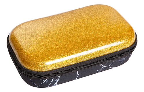 Lapicera Estuche Zipit Semi Rigida Glitter Box Dorado Color Dorado Oscuro