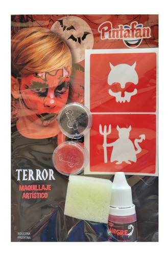 Kit Maquillaje Artistico Infantil Stencil Sangre Halloween 