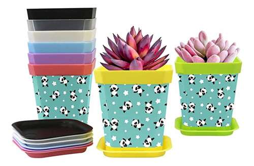 Nursery Pots (8 Colors) Cartoon Panda Planters 8-pack Flo