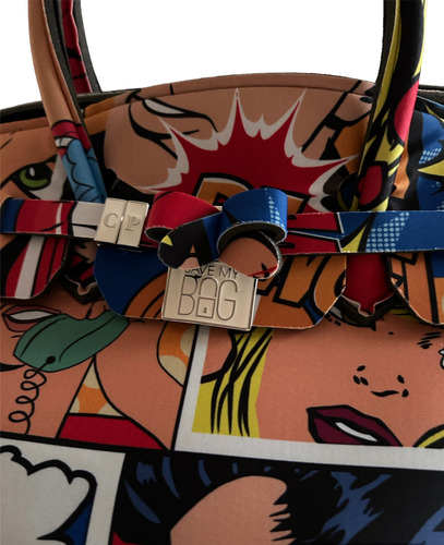 Cartera Italiana Neopren Estampada Multicolor Estampado Níquel Multicolor